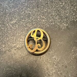 Gold Monogram Brooch